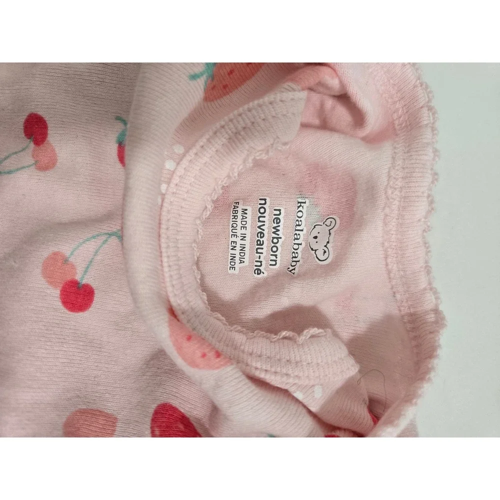 Koala Baby Kids Bodysuit Pink Strawberry Cherry Heart Print NB